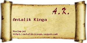 Antalik Kinga névjegykártya